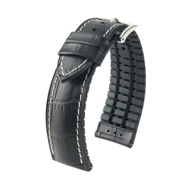 Hirsch Uhren Leder Calfskin Gürtel George L schwarz 22mm 0925128050-2-22