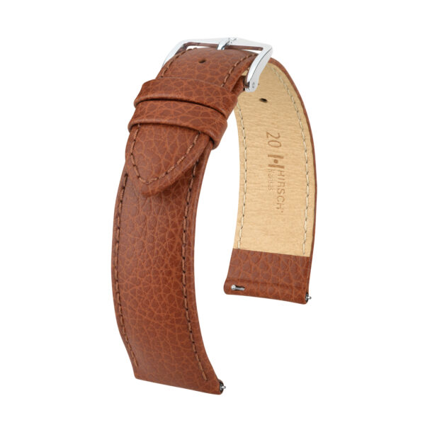 Hirsch Kansas L Goldene braune Lederuhrband 20 mm 01502070-2-20