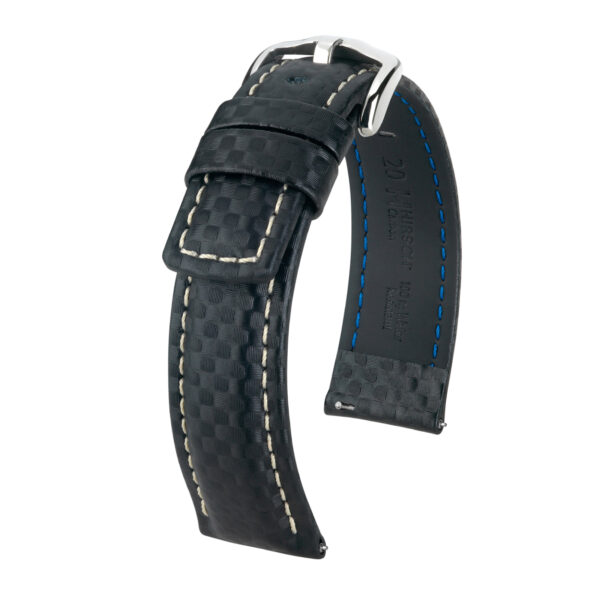 Hirsch Uhr Carbon schwarzer Gürtel L 18mm 02592050-2-18