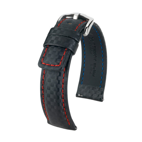 Hirsch Uhr Carbon schwarzer Gürtel L 20mm 02592052-2-20