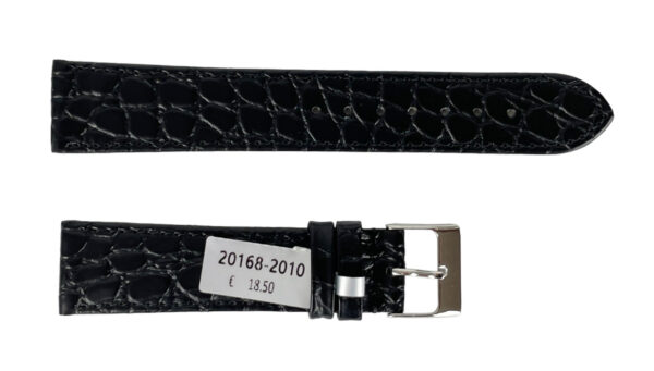 Croco Muster schwarze Lederuhrband 20 mm