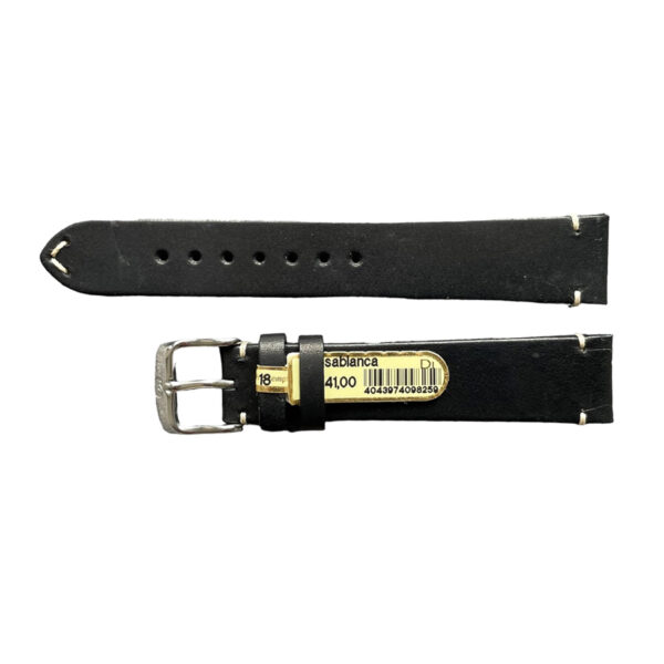 Casablanca echtes schwarzes Lederuhrband mit Stitch 18 mm
