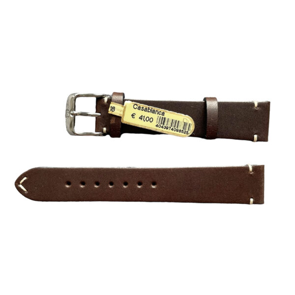 Casablanca authentisches dunkelbraunes Lederuhrband mit Stitch 18 mm