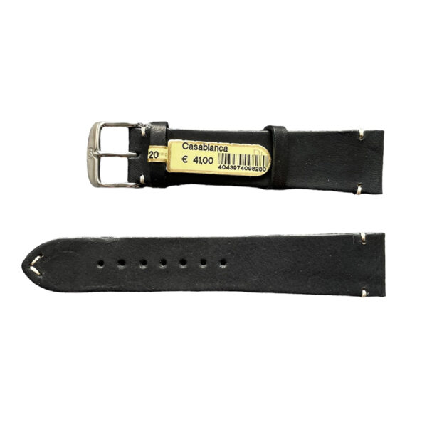 Casablanca echtes schwarzes Lederuhrband mit Stich 20 mm