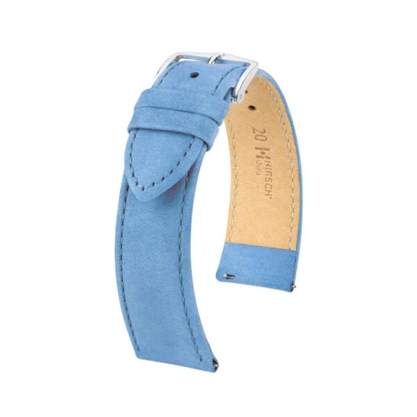Hirsch Osiris Nubuk leichte blaue Kalb Lederuhrband 20 mm 03433183-2-20