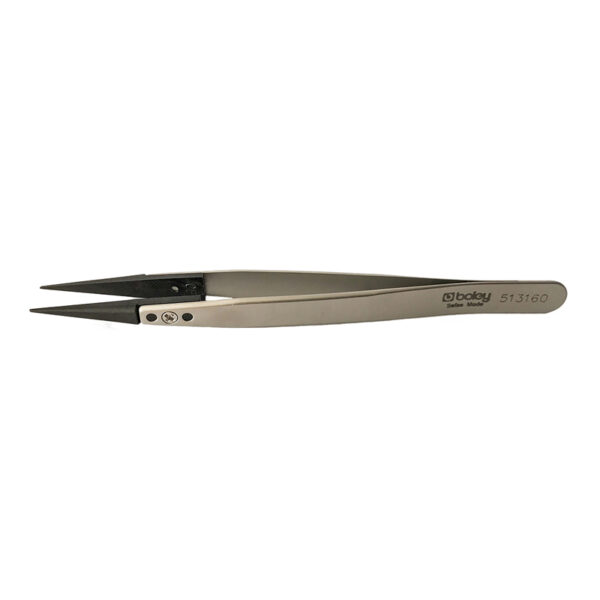 Boley Edelstahl-Tweezers mit Kohlenstofffaserpunkten 130mm