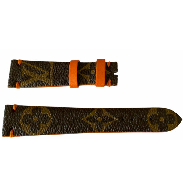 Louis Vuitton Monogram Lederband für Uhren braun & orange 18 mm