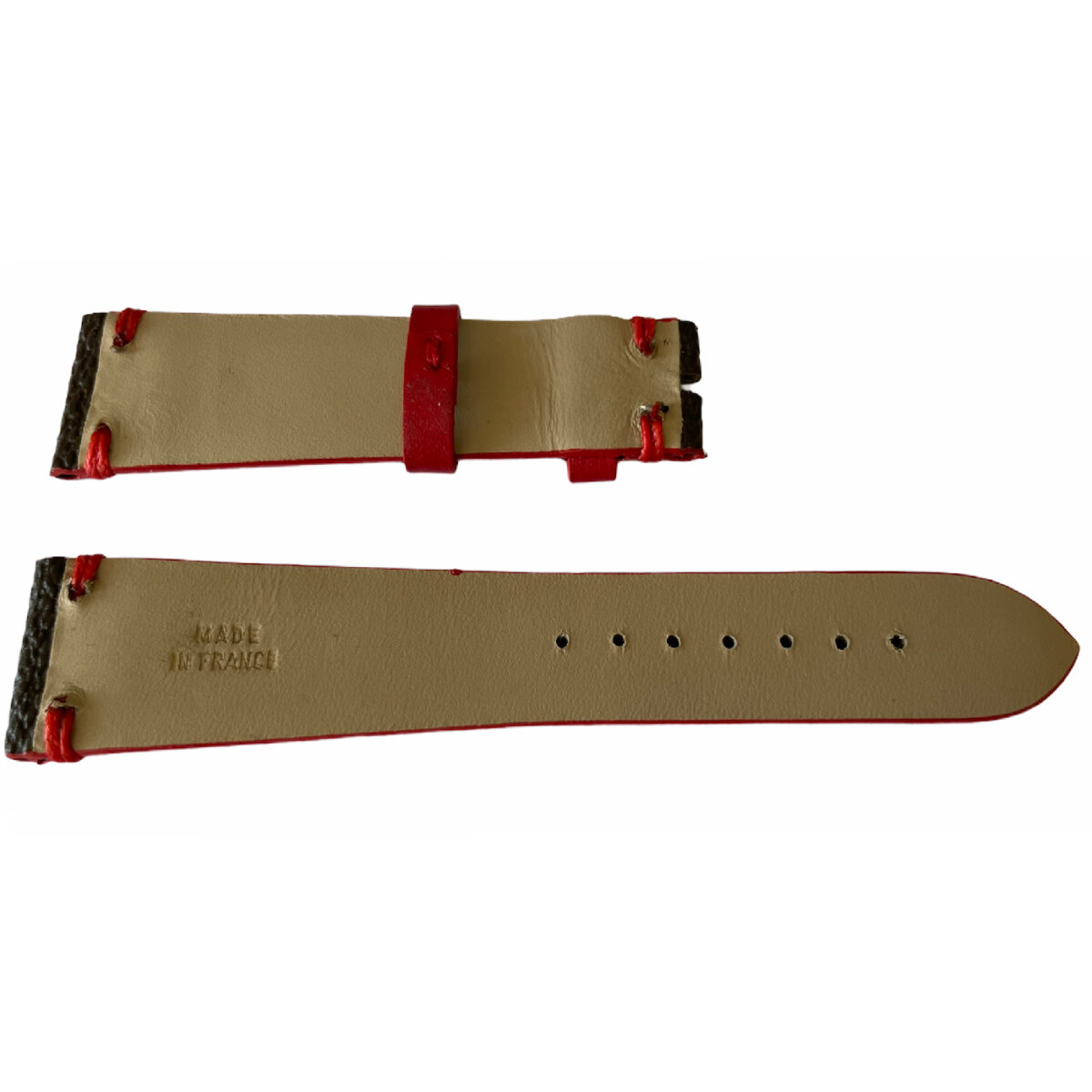 Louis Vuitton Monogram Lederband für Uhren braun & rot 20mm - Image 2
