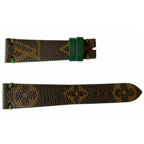 Louis Vuitton Monogram Lederband für Uhren braun & grün 20mm