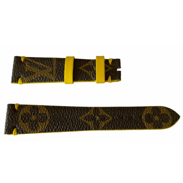 Louis Vuitton Monogram Lederarmband für Uhren Braun & Gelb 18 mm