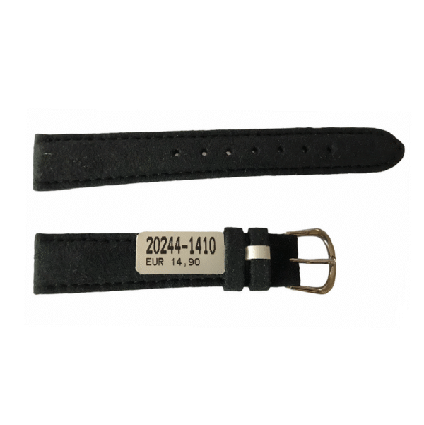 Amaretta Schwarzer Nubuk Lederarmband für Damenuhren 14mm