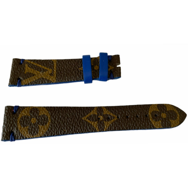 Louis Vuitton Monogram Lederarmband für Uhren Braun & Blau 20mm