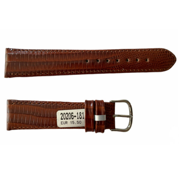 Teju Lizard Lederarmband in Braun mit Silberton-Halterung (18 mm)