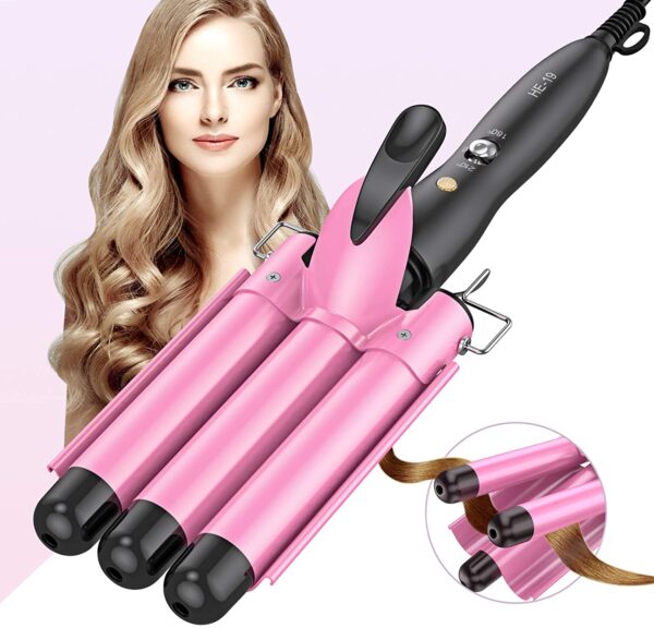 BESTOPE Haar-Lockenstab mit 3 Messern – Pink