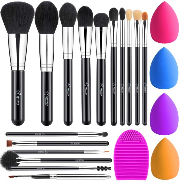 Makeup Pinsel Set – 4 Make-up Sponges & 1 Reiniger Set – Rose Gold BESTOPE