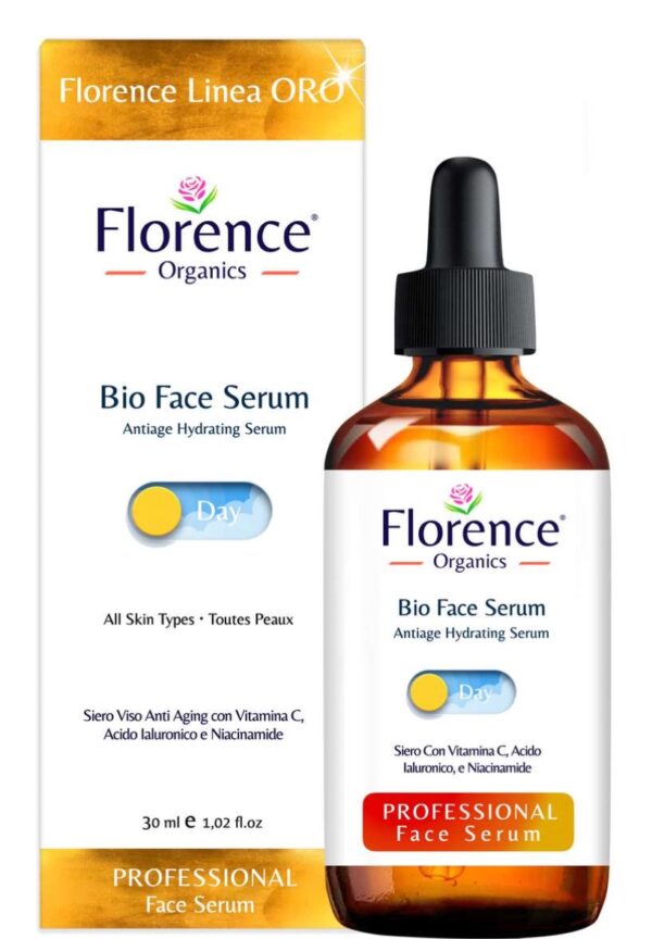 Organisches Vitamin C Serum & Hyaluronsäure für Gesicht, Hals und Augenkonturen 30 ml – Florence Organics
