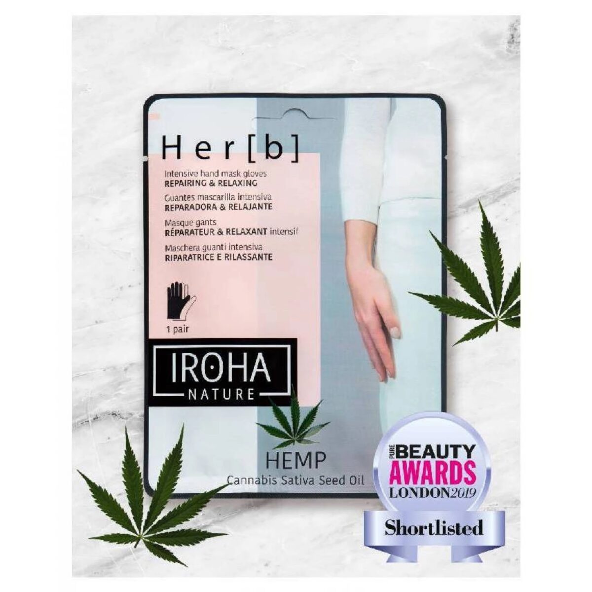 IROHA Repairing & Relaxing Gloves Mask - Hemp - Image 3