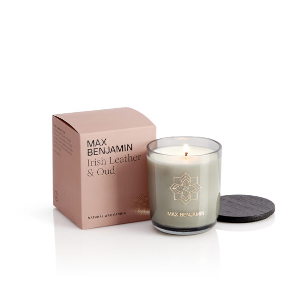 Irish Leather und Oud Luxuriöse Naturkerze Max Benjamin