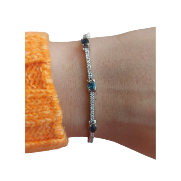 14k Weißgold Tennisarmband mit Brillanten und Blaustonen