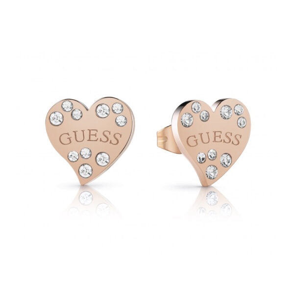 Guess Damen Herz Ohrringe in Roségold mit SWAROVSKI Elementen UBE78053