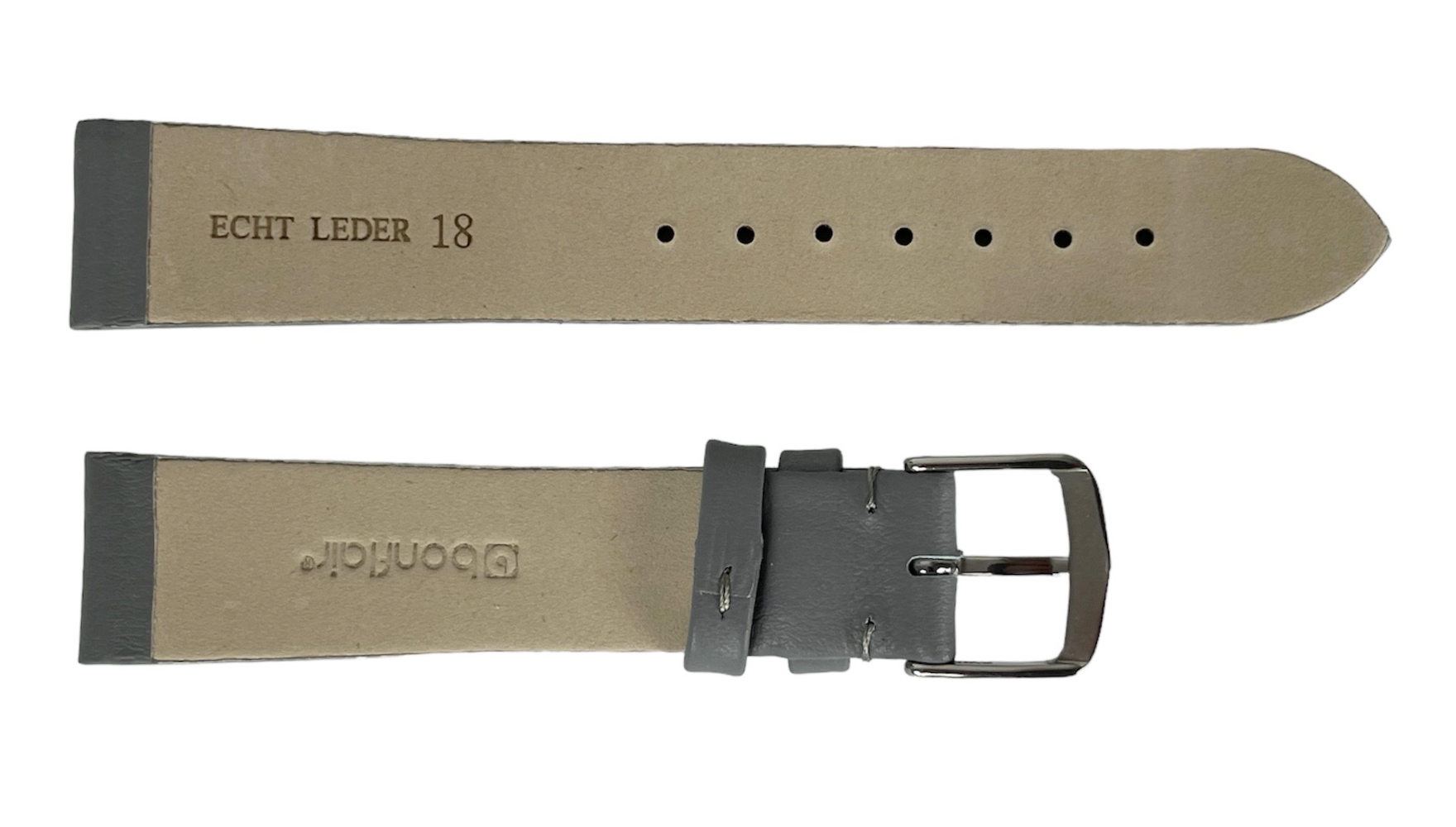 Wasserfester Hellgrauer Glattlederarmbanduhrband 18 mm - Image 2