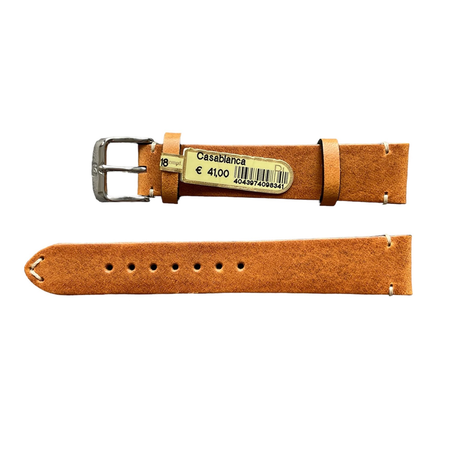 Casablanca Echtes Lichtbraunes Lerenarmband mit Naht – 18 mm