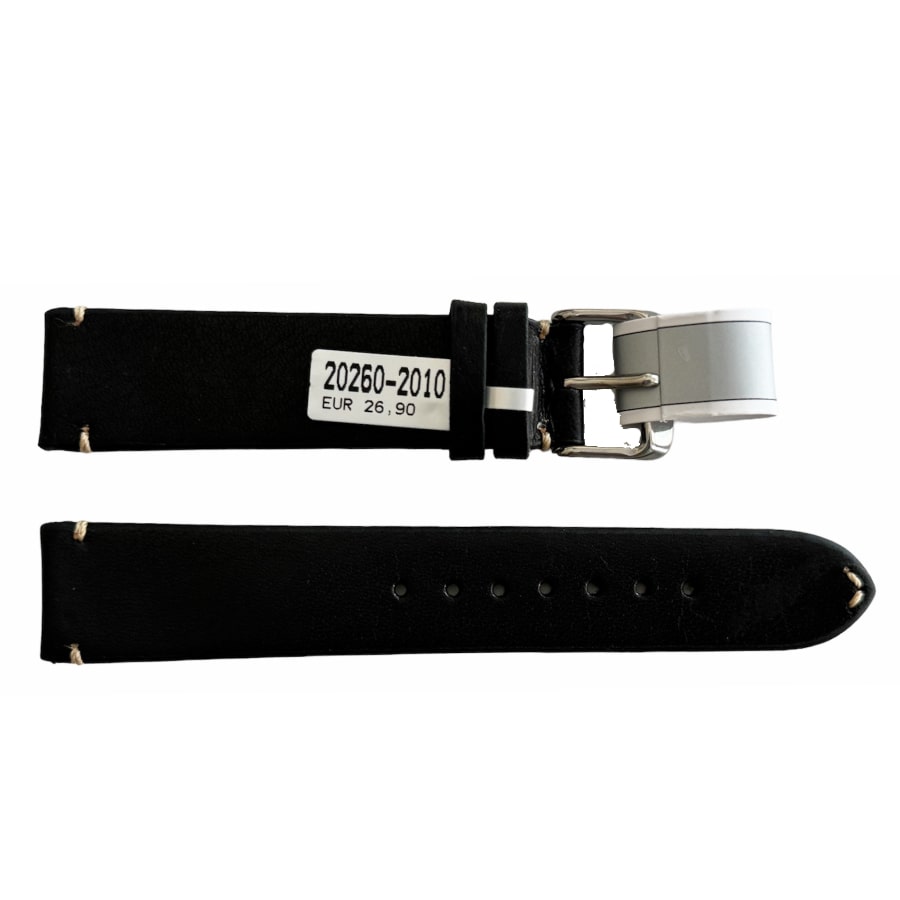 Mokka schwarzes Lederarmband mit Naht 20 mm