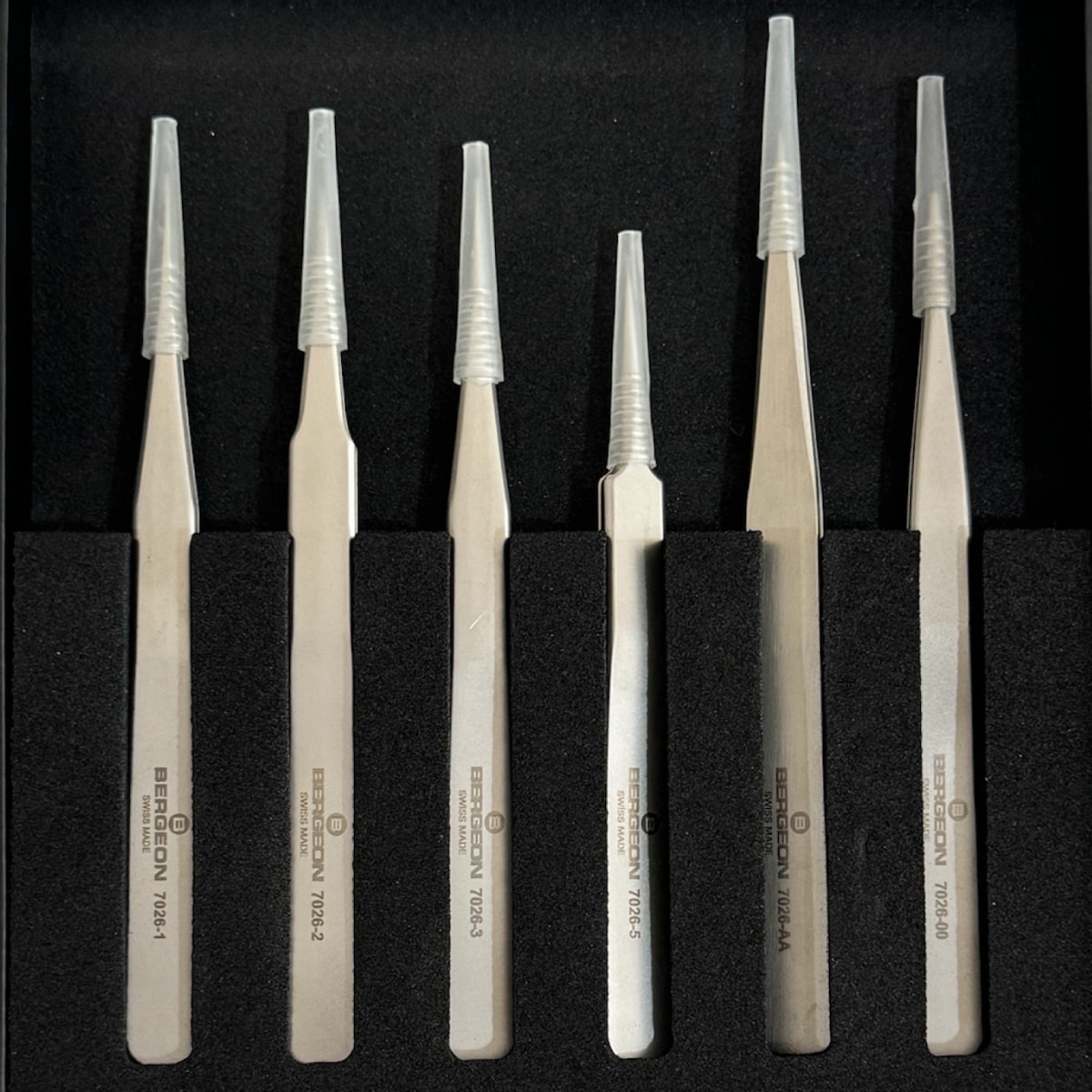 Bergeon 7026-AC6 Set von 6 Stahl Präzisions Antimagnetischen Pinzetten in Koffer - Image 2