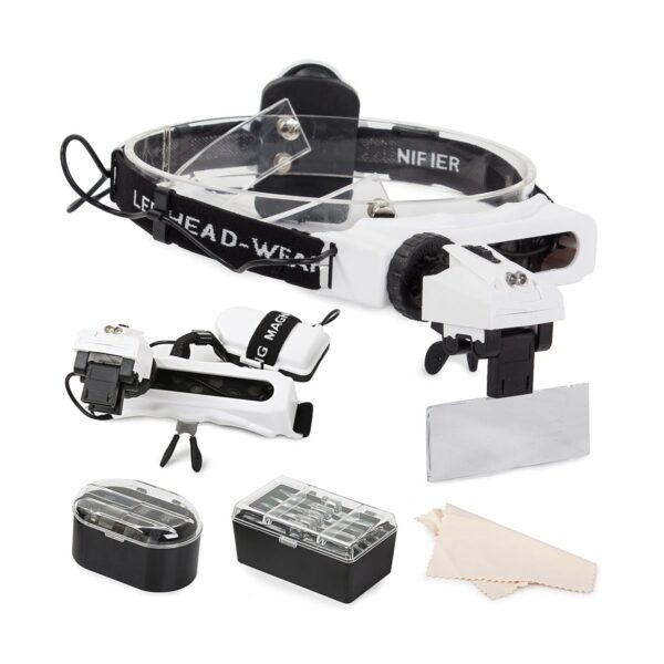Gugita Eyeglasses und Loupe-Objektiv mit LED-Beleuchtung 1x, 1.5x, 2x, 2.5x, 3.5x, 5x, 8x und 20x