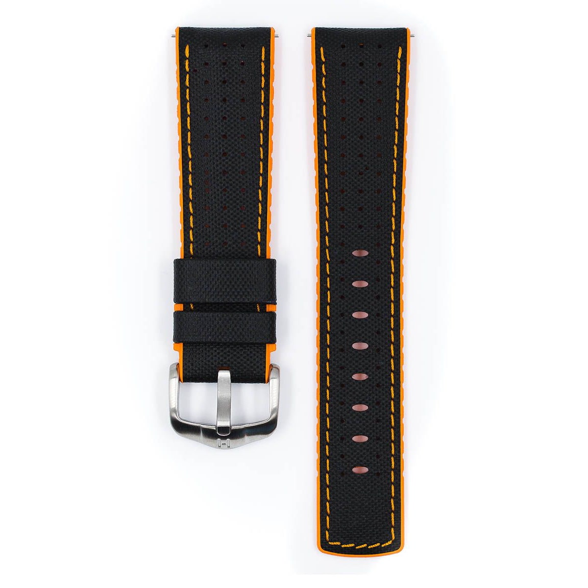 Hirsch Robby L schwarf und orange Lederarmband 24 mm 0917694050-4-24 - Image 3