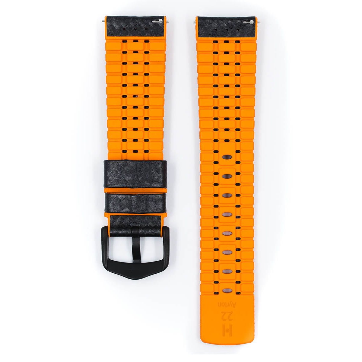 Hirsch Ayrton L schwarf und orange Lederarmband 20 mm 0917692050-5-20 - Image 2