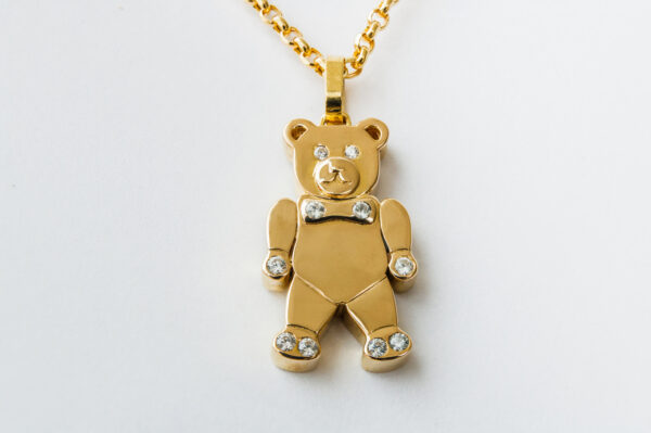 Charme Teddybär Anhänger 14k Solid Gold mit Halskette für Damen