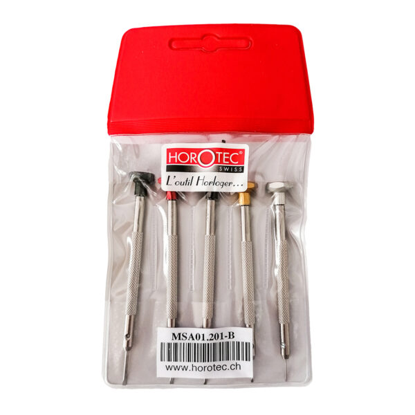 Horotec MSA 01.201-B Sortiment von 5 Uhrmacher-Schraubendrehersets (0,60mm - 1,40mm)