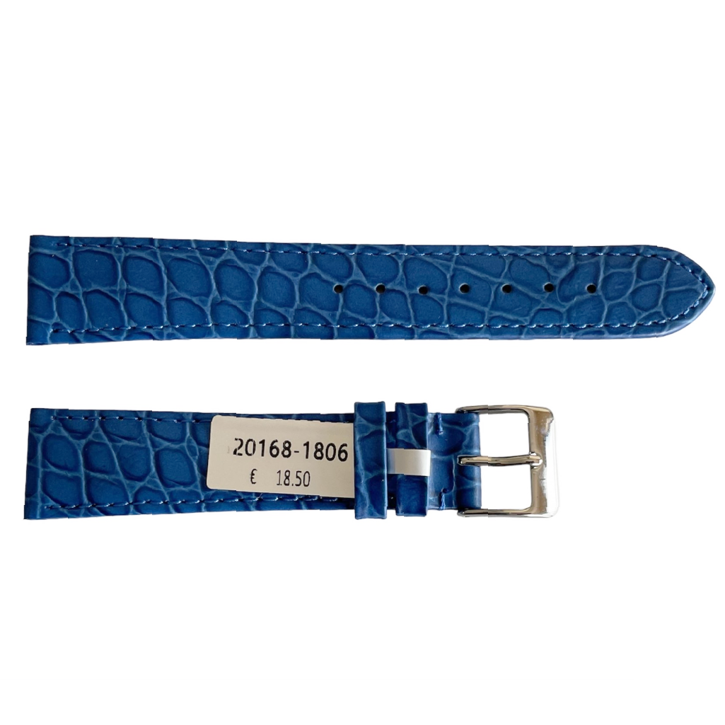 Krokodilleder-Armband Blau für Uhren 18 mm Croco Muster