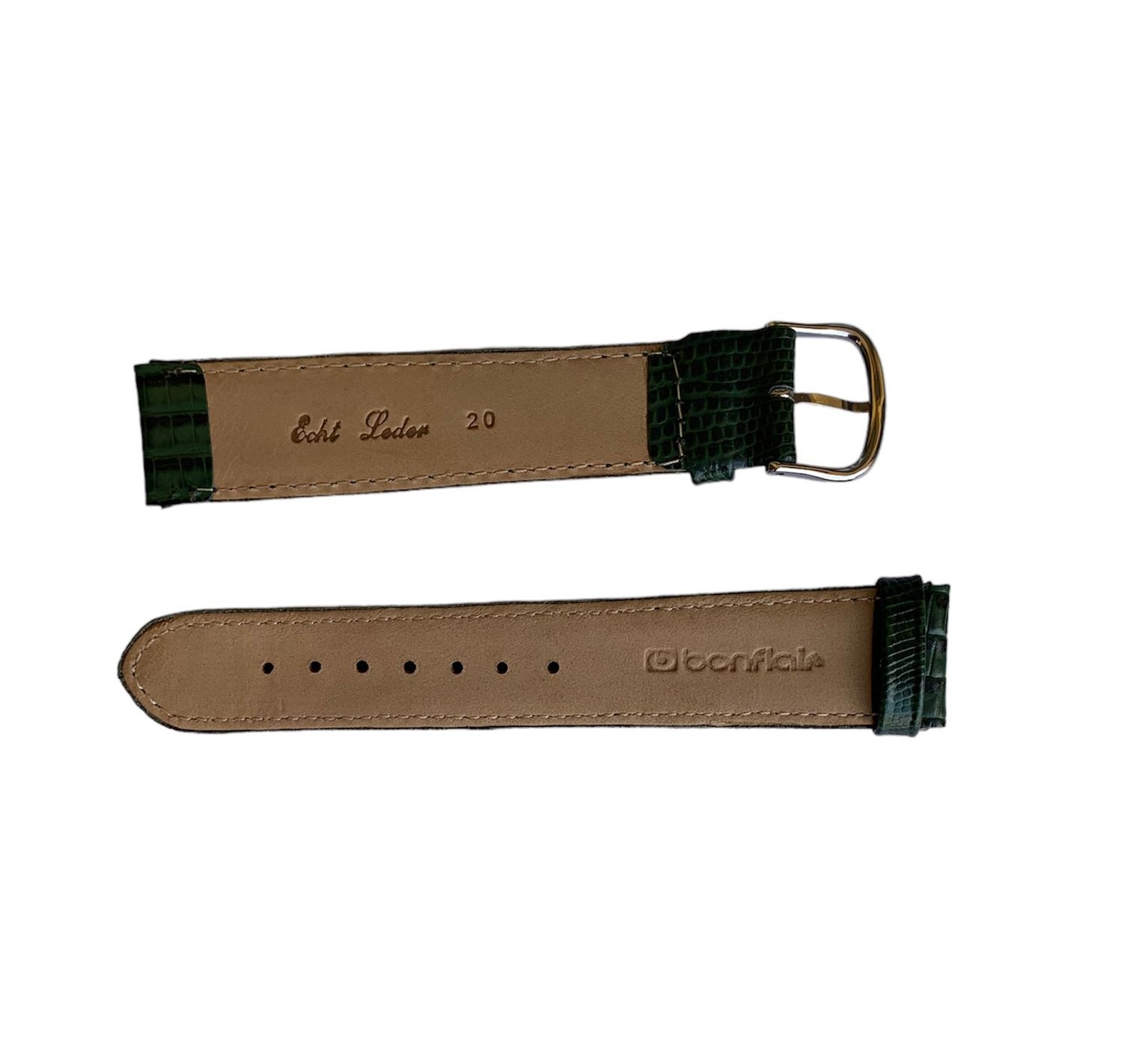 Teju Lizard XL Lederarmband in Grün mit 20 mm Silbertone-Faltschließe - Image 2