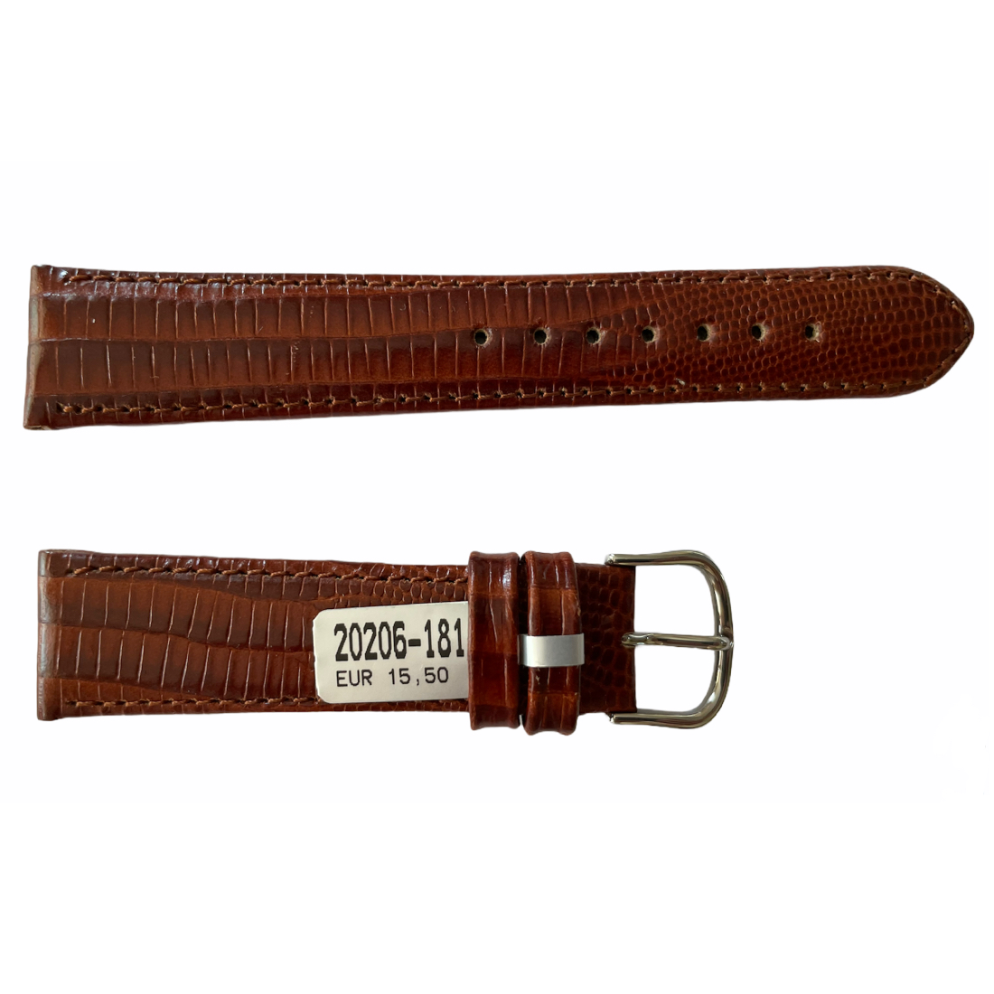 Teju Lizard Lederarmband in Braun mit Silberton-Halterung (18 mm)