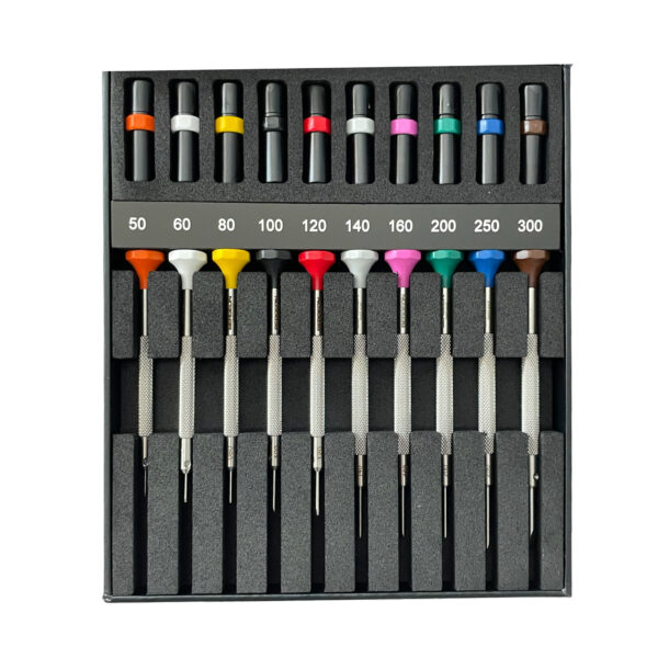 Bergeon 30081-AC10 Set von 10 INOX Uhrmacher Schraubendrehers im Fachboden
