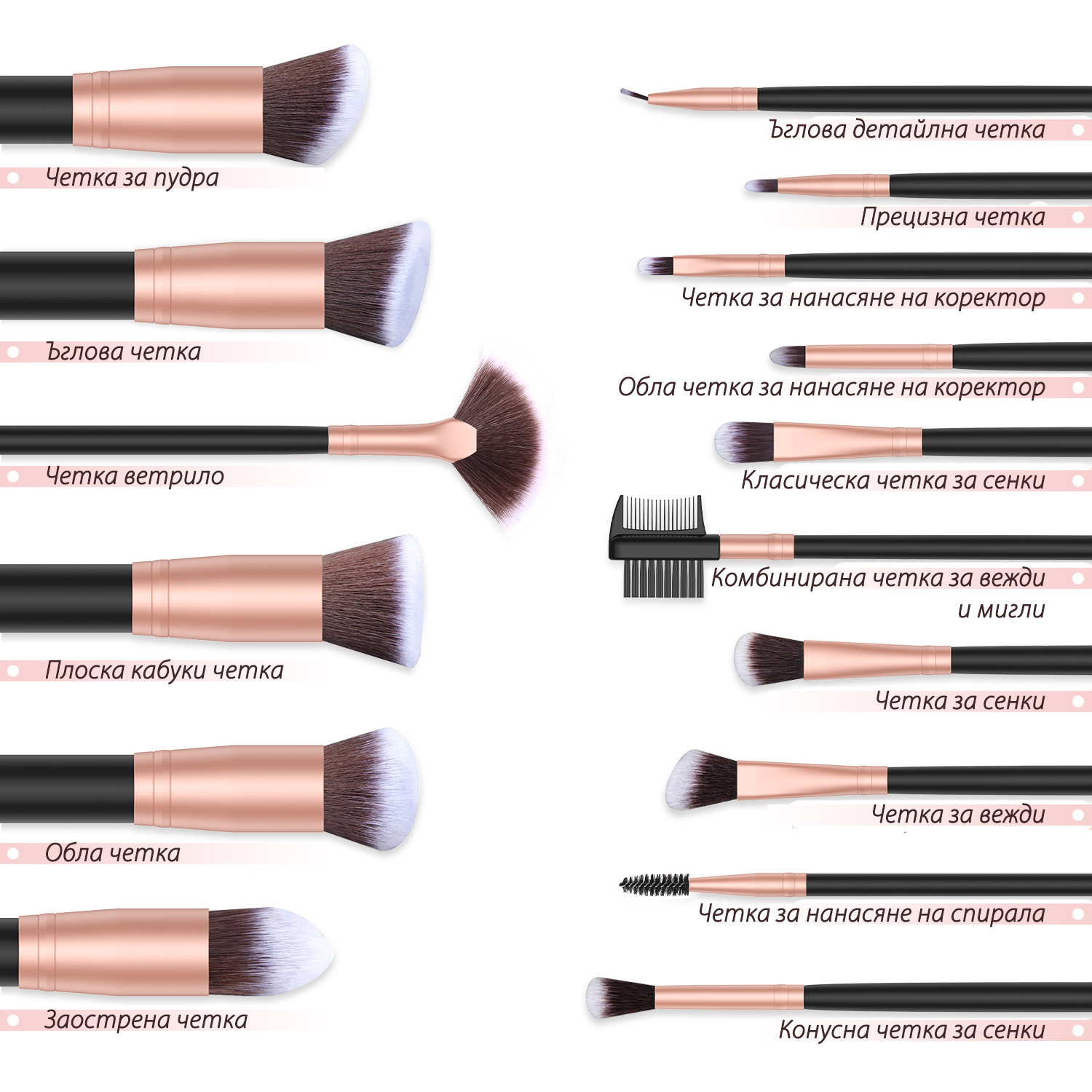 BESTOPE Make-up Pinsel Set 16er Set Premium Synthetik - Image 8