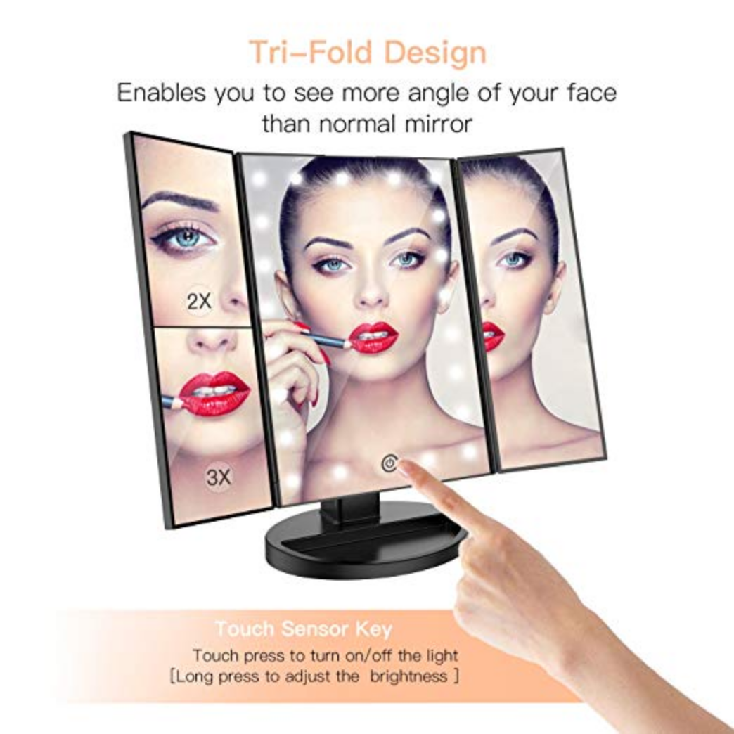 Cosmetische Make-up Spiegel mit LED-Licht, Schwarz – Bestope - Image 2
