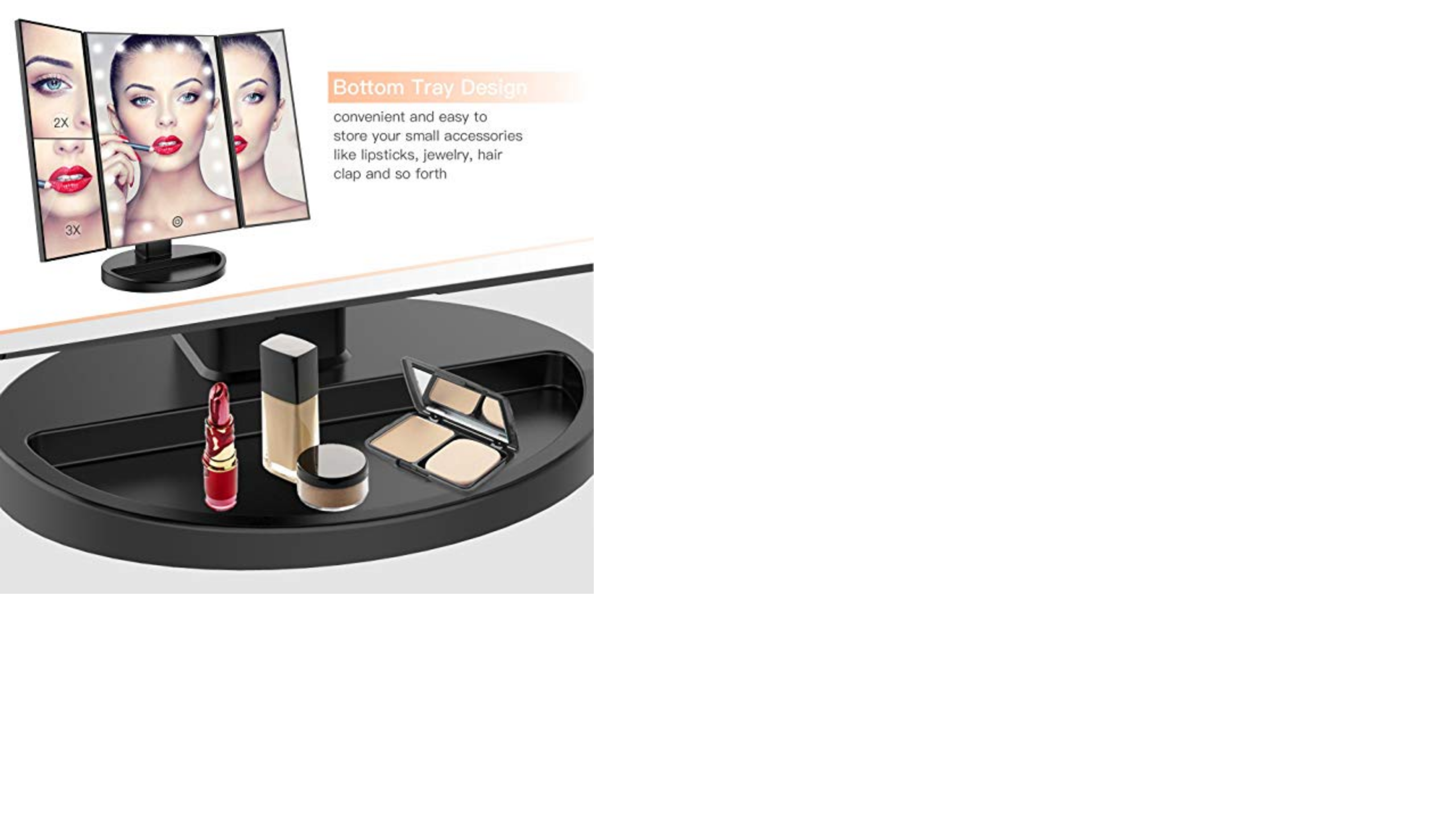 Cosmetische Make-up Spiegel mit LED-Licht, Schwarz – Bestope - Image 3