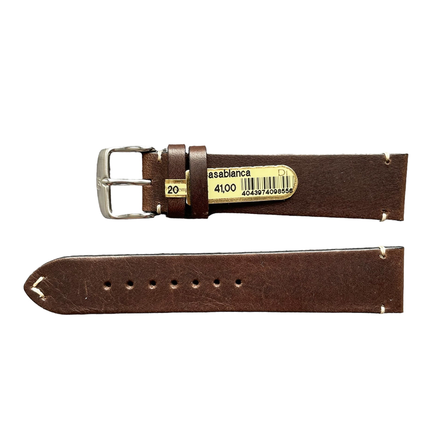Casablanca Echtes Dunkelbraunes Lederarmband mit Naht – 20 mm