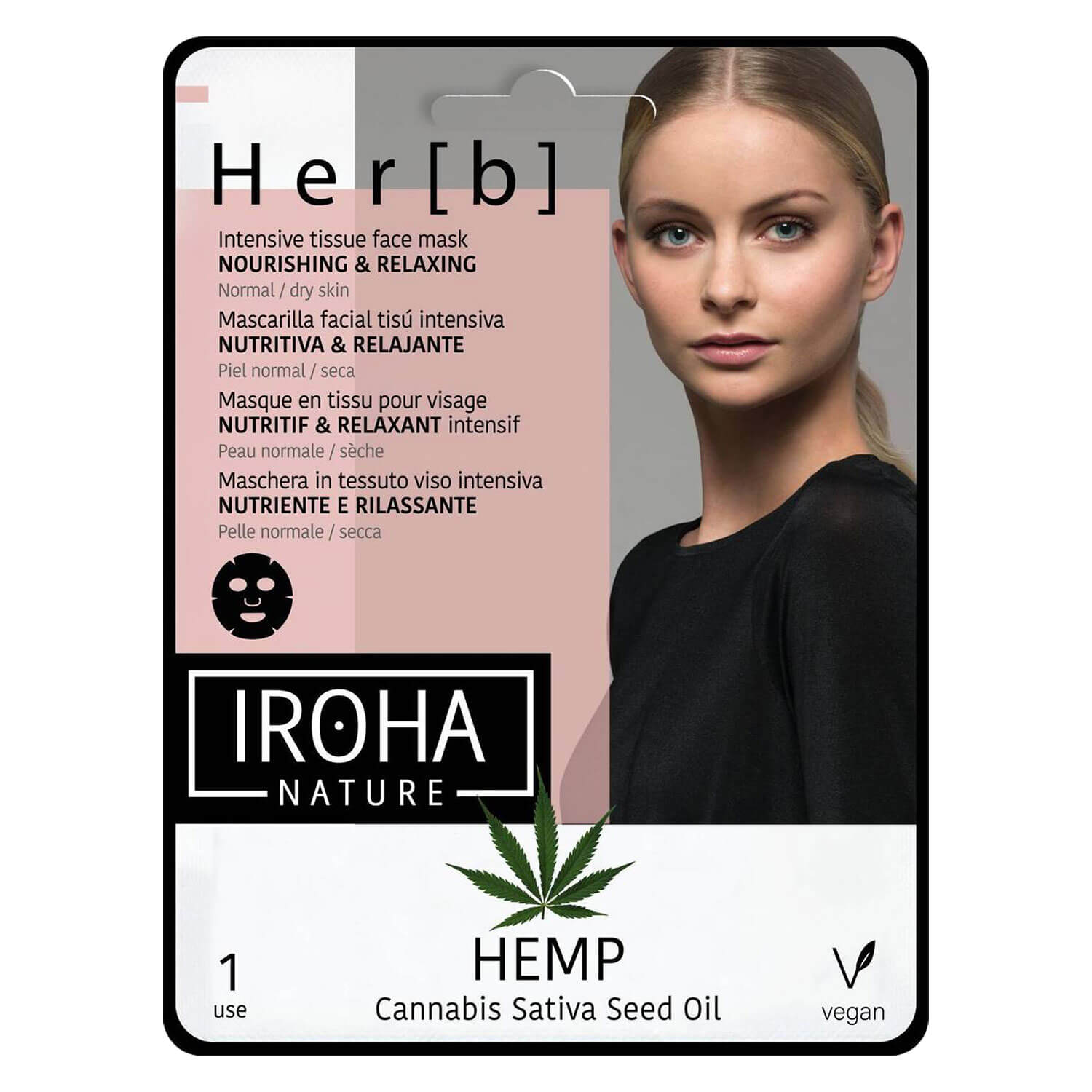 IROHA Cannabis Gesichtstuch Maske, Nährend & Entspannend