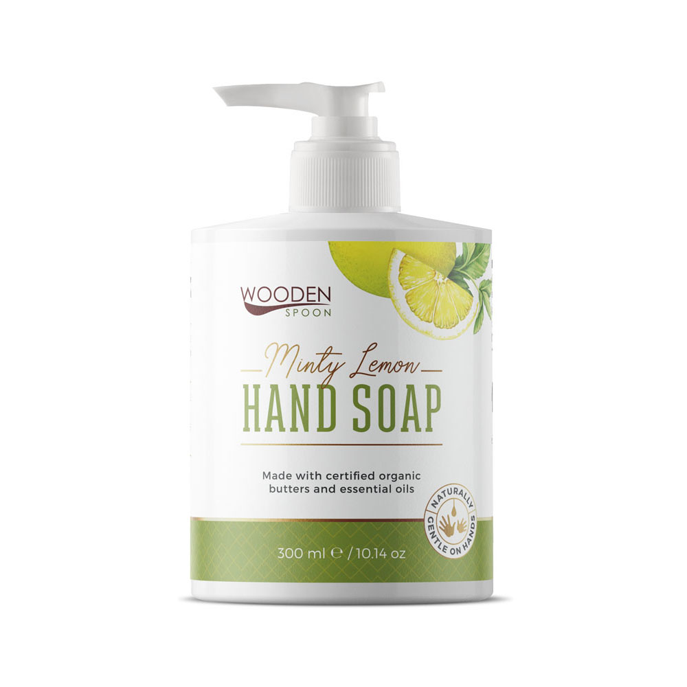 Natürliche Handseife Minz Zitrone Holzsöffel 300 ml