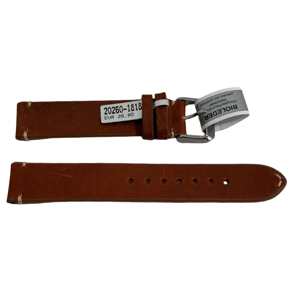 Mokka rotbraune Lederarmband mit Naht 18 mm
