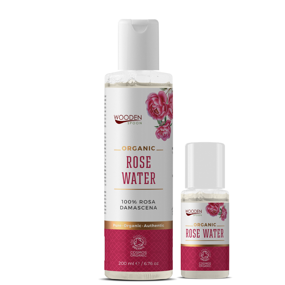 Organisches Rosenwasser mit Holzlöffel – 200 ml