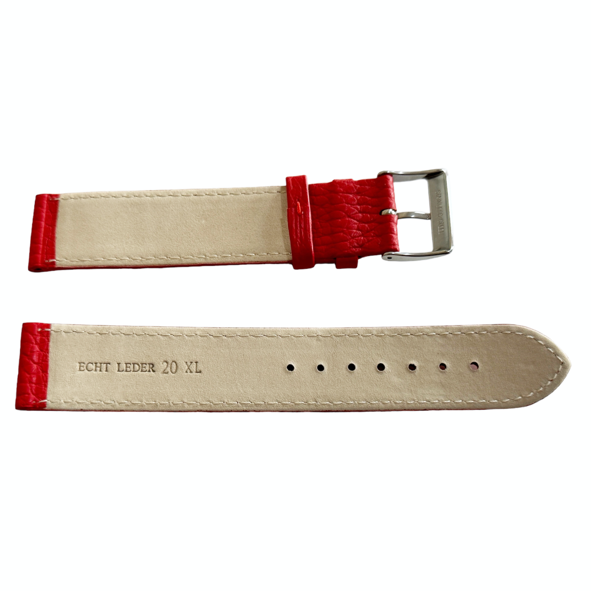 XL rote Armbanduhr-Lederriemen mit Silberarmlehne 20mm - Image 2