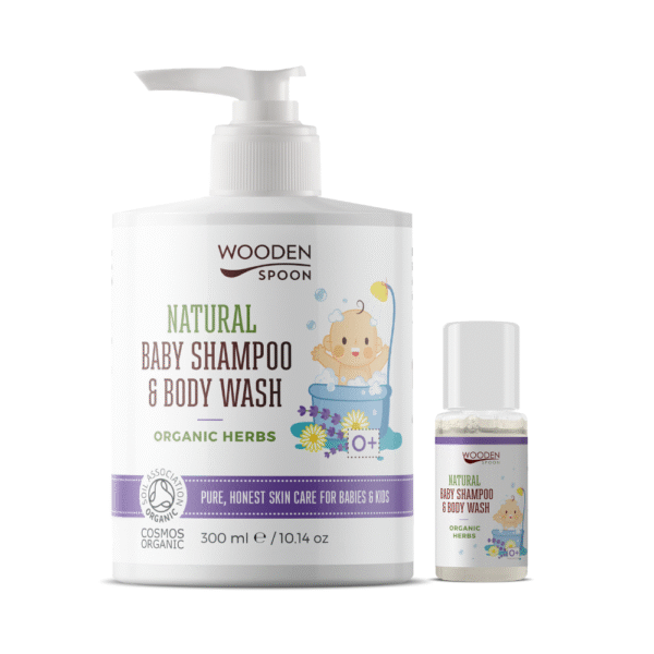 Natürliches Baby-Shampoo & Körperwaschmittel Lavendel & Kräuter – WOODEN SPOON 300 ml