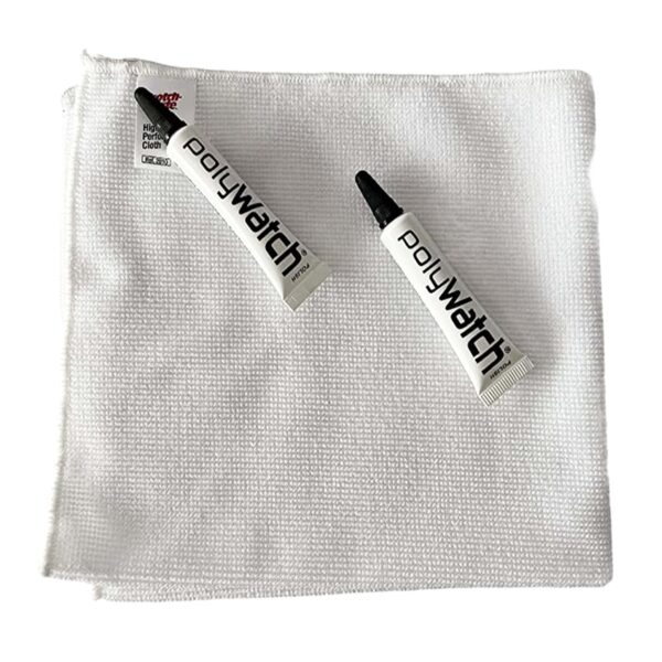 2 X Polywatch Kunststoff Uhr Glas Kratzer Entferner Polierpaste mit Hochleistungs-Tuch