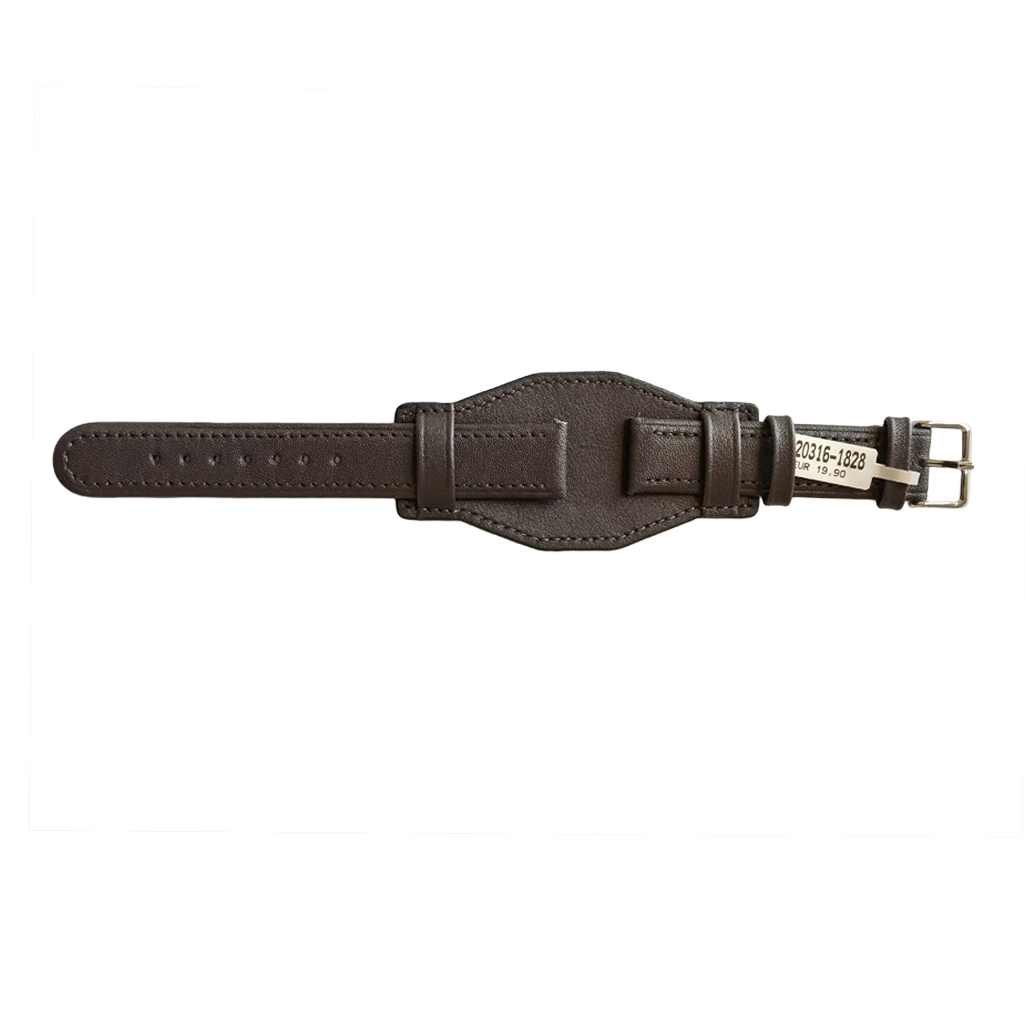 Rückgrat aus Rindsleder mit Naht und breiter Unterlage braun für Uhren 18mm