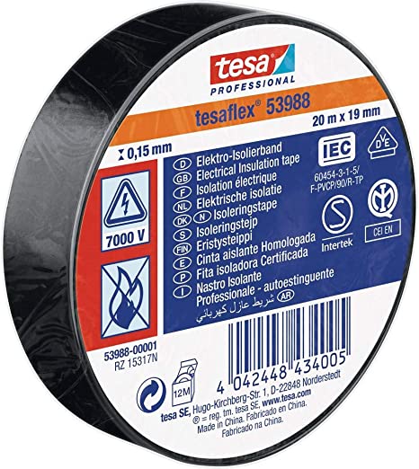 Tesa 53988-00001-00 Isolierband tesa® 53988 schwarz (L x B) 20m x 19mm 1 Rolle